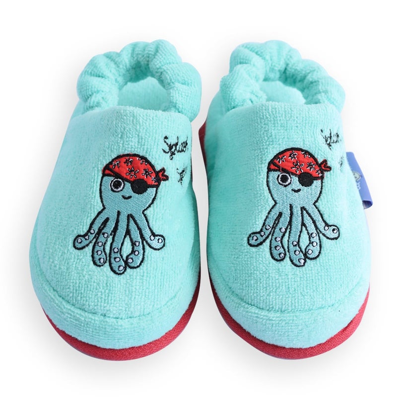 Milk & Moo Kids Slippers, 4-5 Years Old,  20cm 100% Cotton, Kids Indoor Slippers, Non-Slip Soft Sole, Slip-On Lightweight, Breathable, Ideal for Home, Bath, Indoor Use, Sailor Octopus Design, For Boys and Girls - Image 4